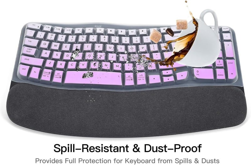 imComor Keyboard Cover Skin for Logitech Wave Keys MK670 Combo Keyboard Skin, Logitech Wave Keys Wireless Ergonomic Keyboard Cover Protector Skin Accessories, Ombre Purple - Image 5